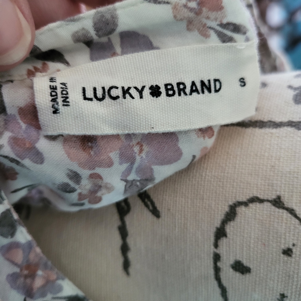 Lucky Brand Floral Boho Blouse Long Sleeve Small - Picture 5 of 5